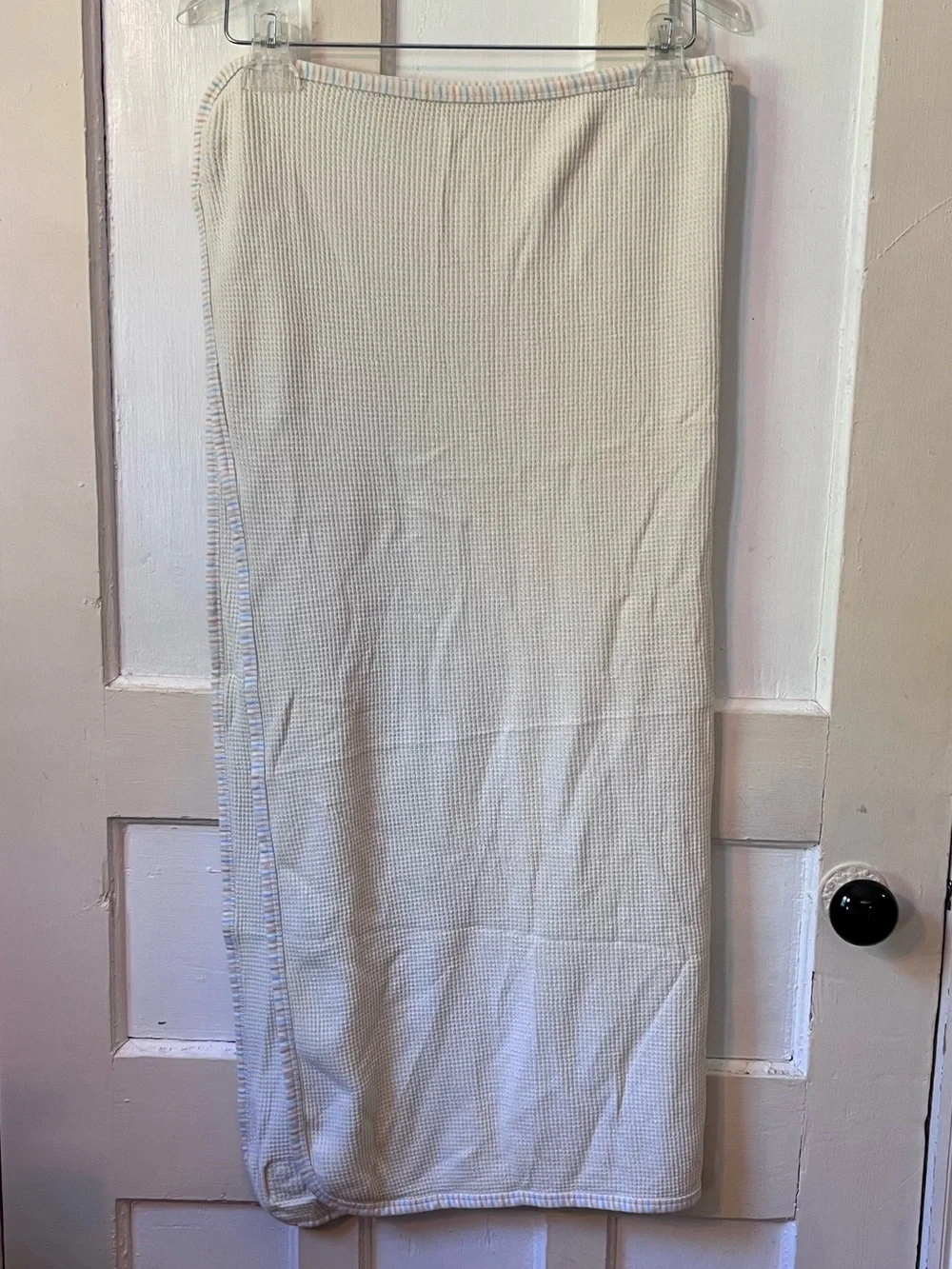 Vintage Tykes by Carter's Yellow Thermal Duck Patch Stripe Trim Baby Blanket